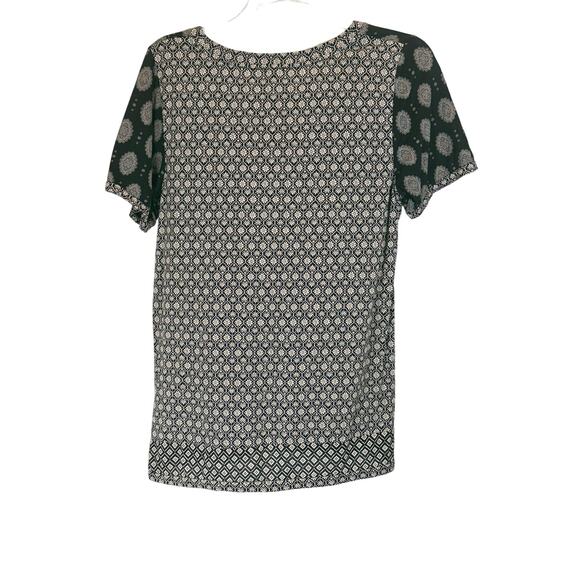 J. Crew Black and White Printed Short Sleeve Blouse - Size Small - Picture 2 of 4